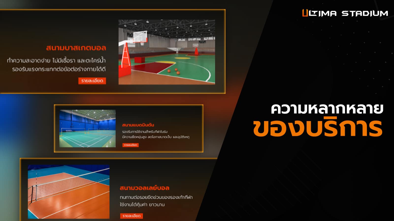 Ultima Stadium พื้นสนามกีฬา ในร่ม พื้นสนามแบดมินตัน บาสเก็ตบอล วอลเล่ย์บอล บัลเล่ต์